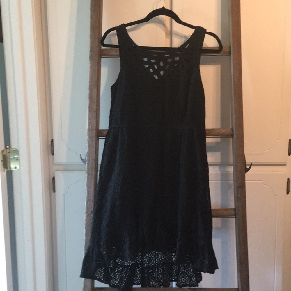 Black eyelet type dress large
